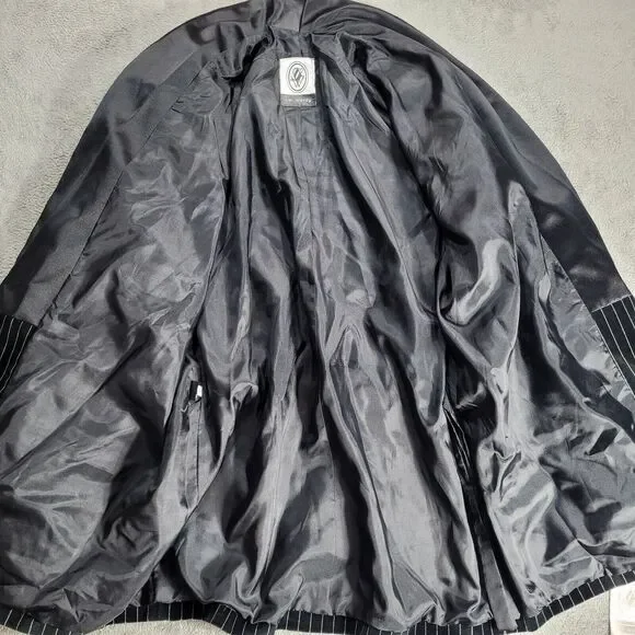 LW WARDY Black PinStripe Velvet Satin Collar Smoking Jacket Blazer Small Vintage